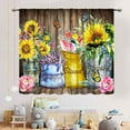 thumbnail image 3 of Floral Kitchen Curtains, Rustic Spring Sunflower on Wood Farmhouse Country Plant Rod Pocket Blackout Window Treatments Drape for Bedroom Living Room Fabric 2 Panel Sets, 42"x54" Inch, 3 of 5