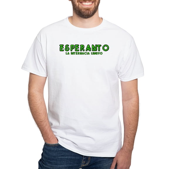 CafePress - Neon Esperanto White T Shirt - Men's White Classic Cotton T-Shirts