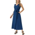 thumbnail image 4 of Vestido Maxi Sin Mangas para Mujeres Inspire Chic con Cintura Ajustable y Bolsillos S Azul Oscuro, 4 of 6