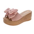 thumbnail image 2 of Women Bowknot Beach Summer Slippers Platform Slope Heels Plus Size Shose, 2 of 6