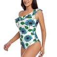 thumbnail image 3 of Picia Blue Sunflowers Pattern Women's One Piece Swimsuits,One Shoulder Swimwear Asymmetric ,Ruffle Monokinis Bathing Suits,High Waisted Flattering Bathing Suits-XX-Large, 3 of 8