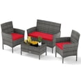 thumbnail image 1 of Gymax Set Of 4 Patio Furniture Set w/Washable Cushions & Tempered Glass Coffee Table Red, 1 of 7