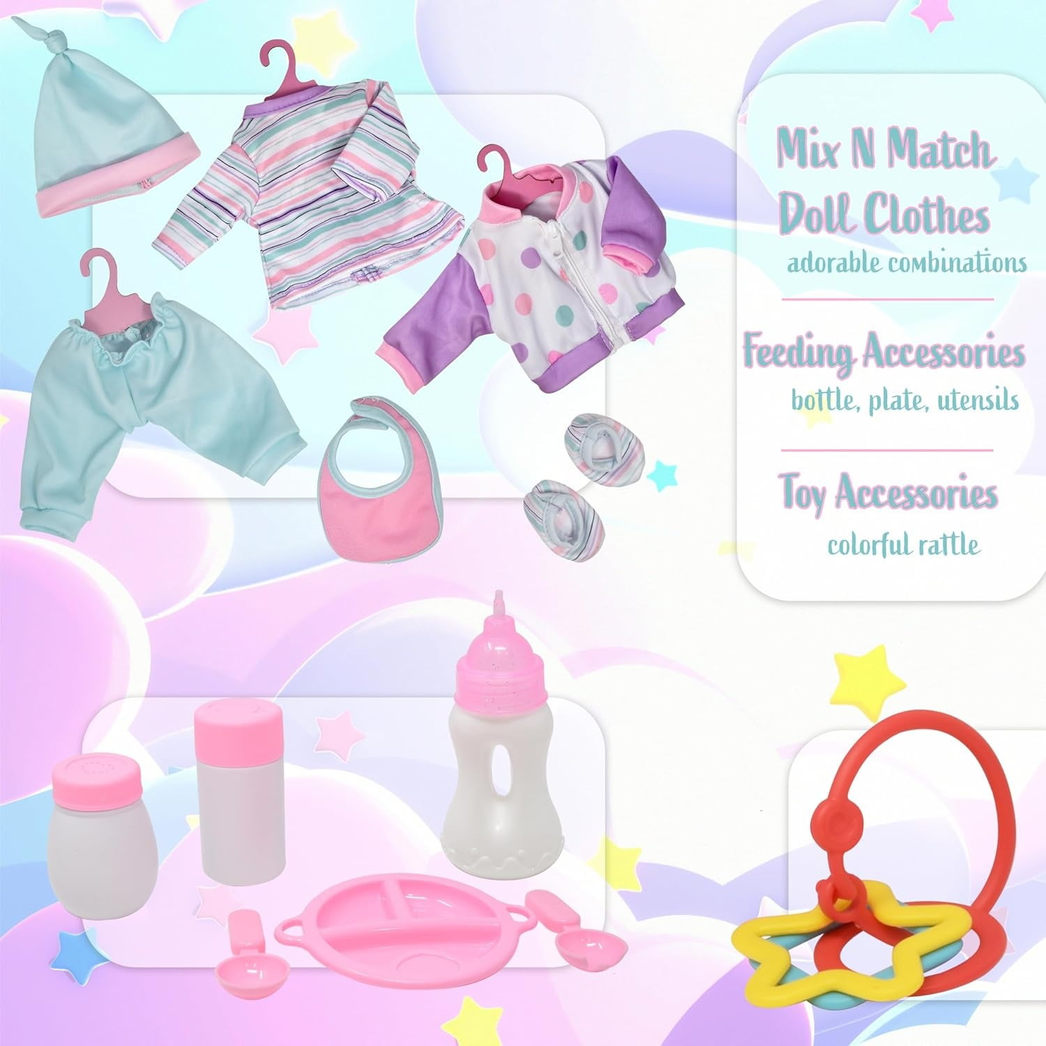 Gift Boutique 12-Inch Soft Body Baby Doll with Clothes, Backpack Carrier & Accessories for Toddlers and Kids