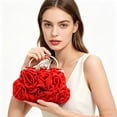 thumbnail image 4 of Rose Clutch Purse, Small Flower, Women Evening Clutch Bag, Floral Satin Small Purses with Detachable Strap for Wedding, Party, Prom, 4 of 5