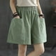 thumbnail image 4 of 2 pantalones cortos casuales sólidos con cintura elástica para mujer con bolsillos, pantalones cortos de playa de verano, 4 of 6