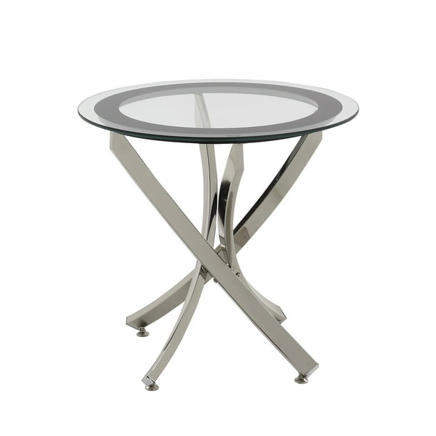 Coaster Home Furnishings Modern Contemporary Round Clear Tempered Glass End Table Chrome Walmart Com Walmart Com