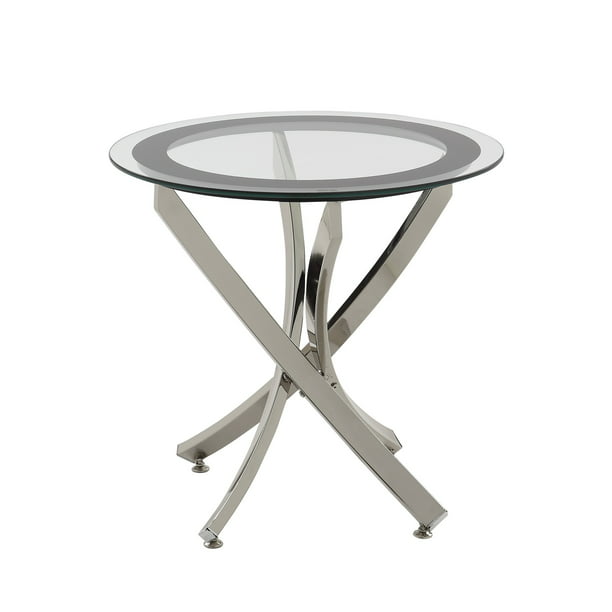 Coaster Home Furnishings Modern, Coaster Furniture Round Glass Top End Table With Shelf