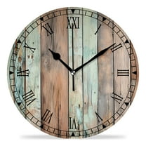 erolrail Rustic Wall Clock,Silent Non Ticking Wall Clocks for Living Room,Bedroom,Kitchen 12IN Wood Plank Wall Creative