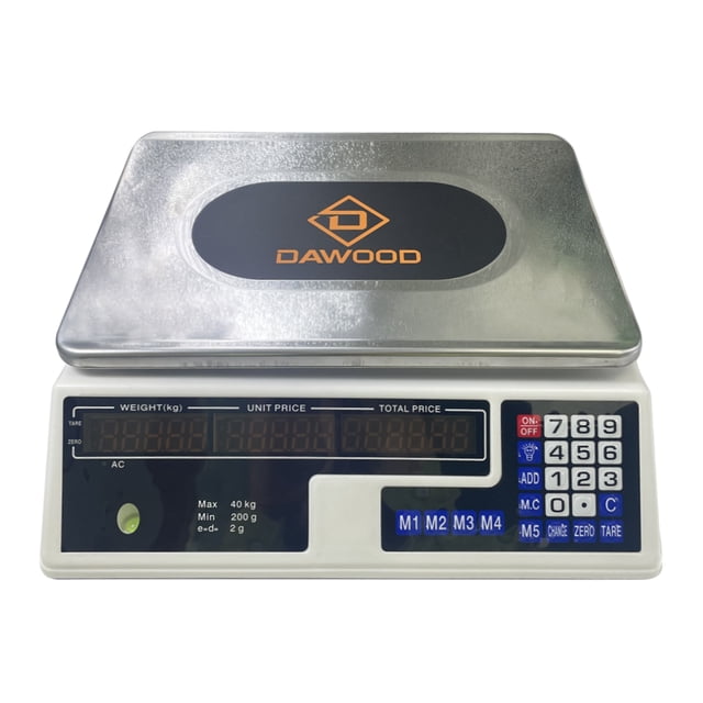 Mistaha Rechargeable 40kg Electronic Scale with Dual LCD Display - High Precision Price Counting Scale for Commercial Use - ABS + Stainless Steel - Storage for 8 Unit Prices - Auto Shut Off - HD