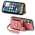 thumbnail image 4 of Asuwish Phone Case for iPhone 16 6.1 inch Wallet Cell Cover with Tempered Glass Screen Protector Slim Lanyard Wrist Strap RFID Ring Stand Credit Card Holder Slot i Phone16 i16 16Case Women Men Pink, 4 of 12