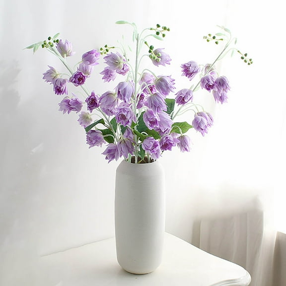 OEFNTAC Artificial Campanula Bouquet 15 Flower Heads Silk Long Bellflower Home Wedding Party Decor Eucalyptus Leaves Vivid Fade Resistant Real Touch 32.7in