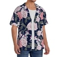 thumbnail image 2 of Balery Rose Flowers Camisa Casual de Manga Corta con Botones para Hombre, Texturizada, Estilo Cubano, para Playa, Verano-Medium, 2 of 5
