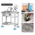 thumbnail image 4 of Yiwa Stainless Steel Utility Sink, 30" Free Standing Single Bowl Commercial Kitchen Sink with Cold and Hot Water Pipes for Laundry Room Bathroom Farmhouse, 4 of 7
