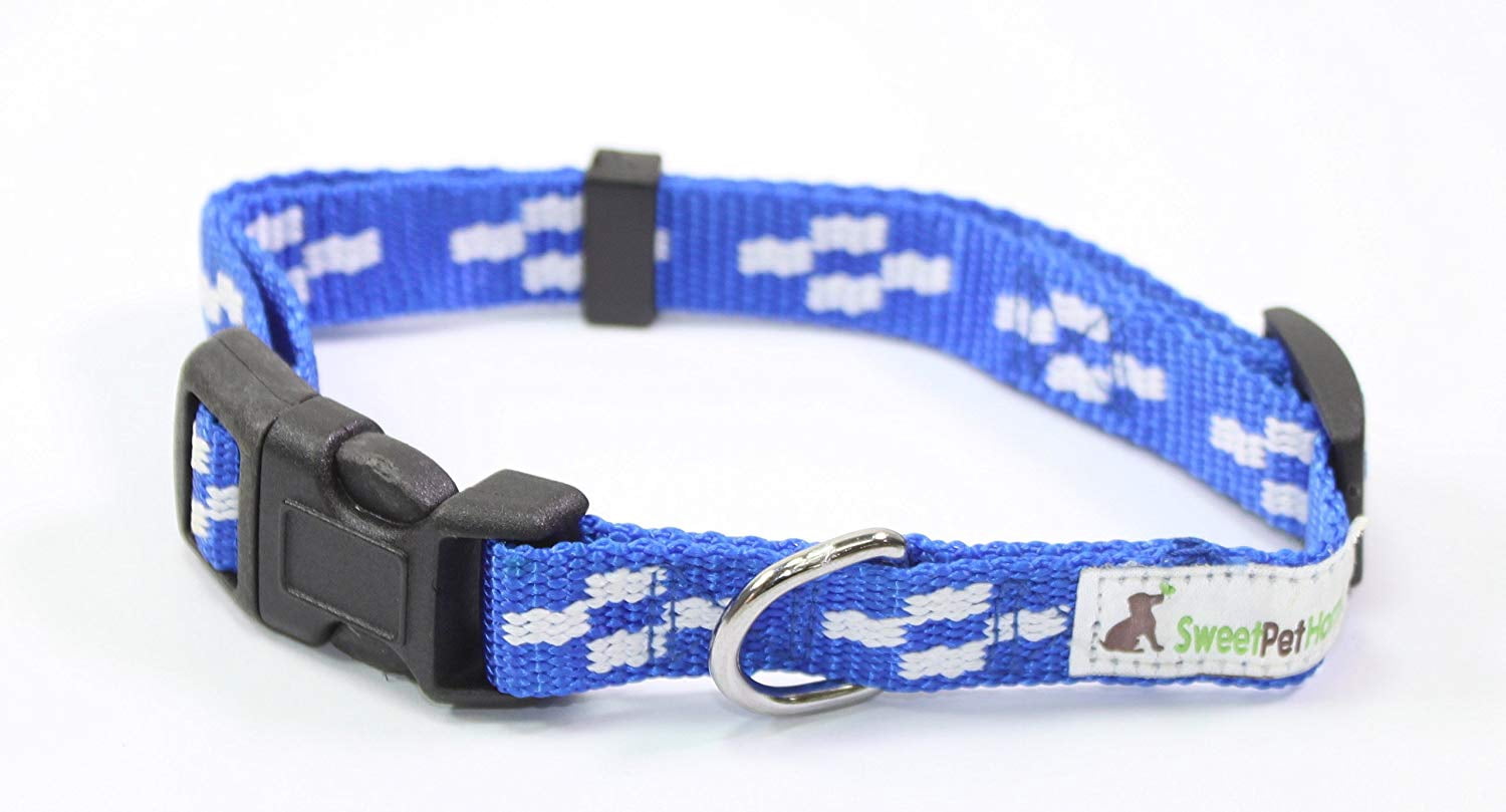 ERROR 12" to 16" Inch Adjustable Solid Cross Blue Nylon Collar for Medium Sized Dogs