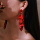 thumbnail image 4 of Pendientes colgantes de aro shaofei pétalos de hojas tropicales coloridos modernos verde 69507, 4 of 5