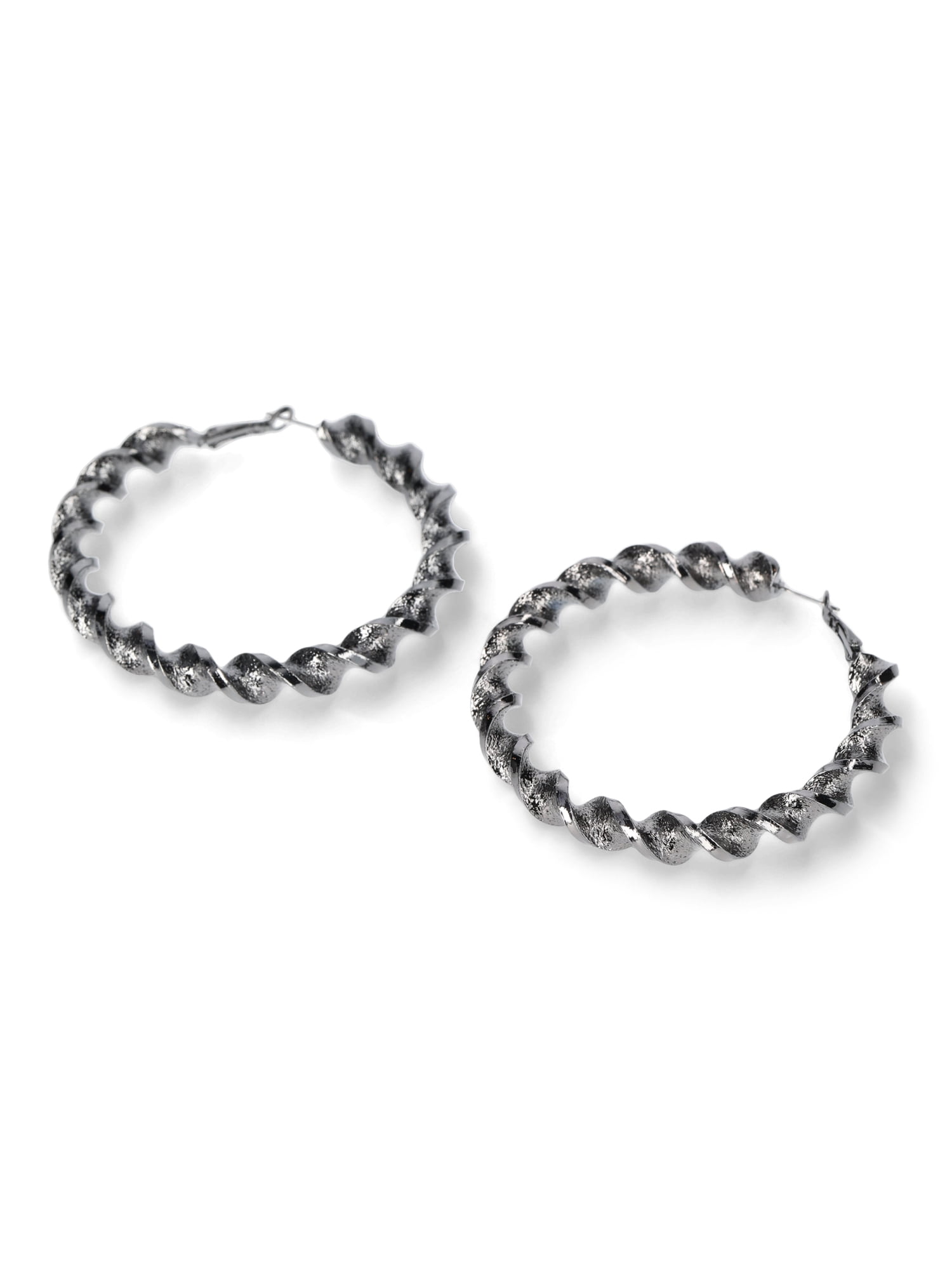 Madden NYC Women's Fashion Black Twist Large Hoop Earrings