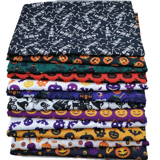 Tela con estampado digital para Halloween para costura y patchwork DIY. Material de poliéster para manualidades. Suministros textiles para patchwork.