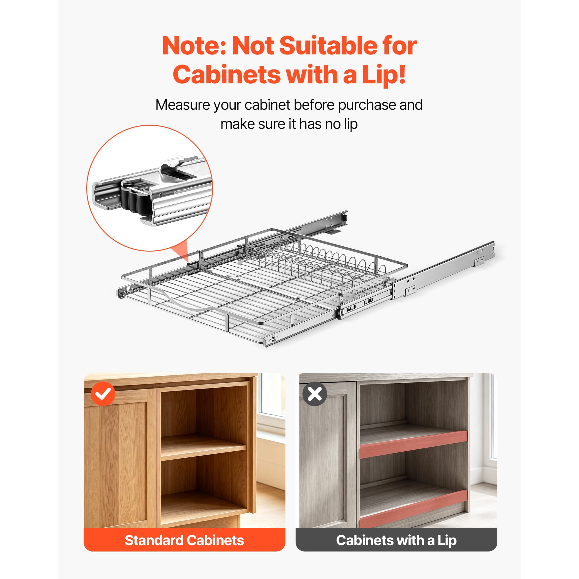KFFKFF Pull-Out Cabinet Organizer 19.69"W x 21.06"D, Steel Sliding Drawers for Kitchen, Bathroom, Pantry, and Home Storage, Chrome-Plated Finish, Durable Sliding Shelves for Base Cabinets