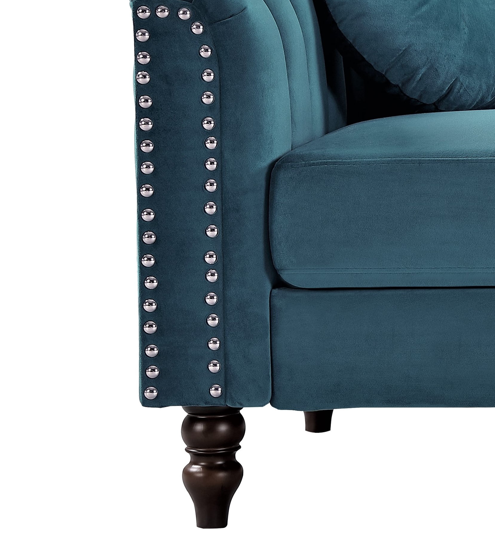 US PRIDE FURNITURE Hills Tufted Back Nailhead 61.4'' Loveseat-Blue Green