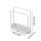 thumbnail image 3 of Soporte de Cocina, Escurridor de Trapos, Organizador Multifuncional para Esponjas y Cepillos de Fregar, Diseño de Doble Barra con Bandeja Escurridora Desmontable, Escurridor de Plástico Blanco y Gris, 3 of 6