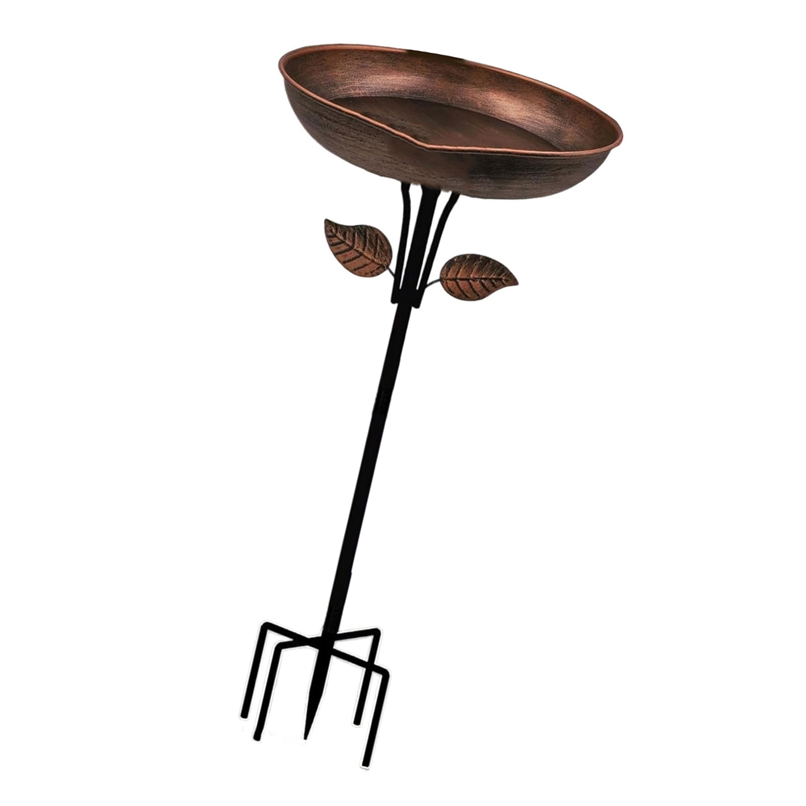 Garden Bird Bath Stake with Antique Finish Metal Construction Perfect for Attracting Birds to Your Yard