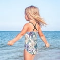 thumbnail image 5 of Girls' One-piece Swimsuit Cross Back Bathing Suit Beach Surfing Sizes 3T-10T Watercolor Orchids and Lilies, 5 of 9