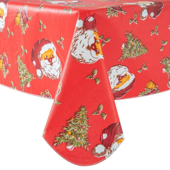 RAY STAR Christmas Rectangle Tablecloth 52x70 inch Waterproof Holiday Decoration Tablecloth Xmas Plastic SpillProof Table Cover