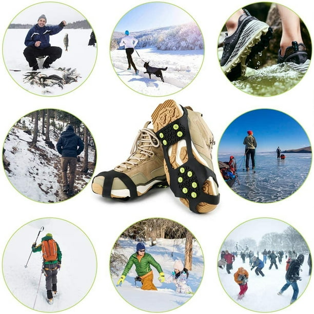 Greswe Ice Cleats, Ice Grippers Traction Cleats Shoes And Boots Rubber Snow Shoe Spikes Crampons With 10 Steel Studs Cleats Prevent Outdoor Activities