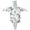 thumbnail image 2 of Wearable Blanket with Sleeves and Pocket Oversized Hooded Sweatshirt 3-14 YR Blue Shark with White Belly M, 2 of 7