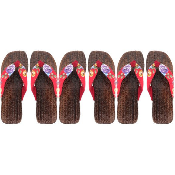 Raindrops 3 Pairs  of Japanese Style Clog Slippers Home Women Clog Sandals Wooden Clogs Shoes(38)