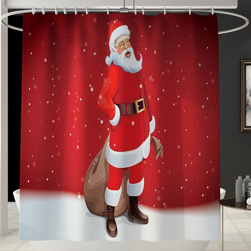 Merry Christmas Santa Claus Shower Curtain Bathroom Curtain Bath Xmas