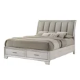 thumbnail image 2 of Beautiful 1pc White Cream Finish Storage Platform King Bed Solid Wood Bedroom Furniture, 2 of 5