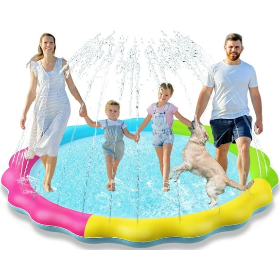 Splash Pad Sprinkler for Kids Splash Play Mat Outdoor Water Toys Inflatable Splash Pad Baby Toddler Pool Boys Girls Children Outside Backyard Dog Sprinkler Pool Age 1 2 3 4 5 6 7 8 9 XXL