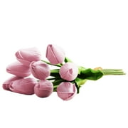 Sunjoy Tech 10 Pcs Tulips Artificial Flowers Faux Tulip Stems for Easter Spring Wreath Wedding Bouquet Centerpiece Floral Arrangement Cemetery Table Décor 14" Tall