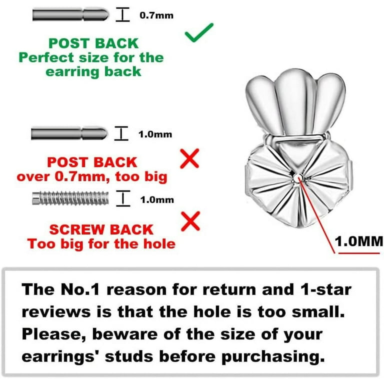 Earring Stabilizer Back, Earring Lifters, Lifter for Large or Heavy Earrings, Sterling Silver Earring Back Lifters