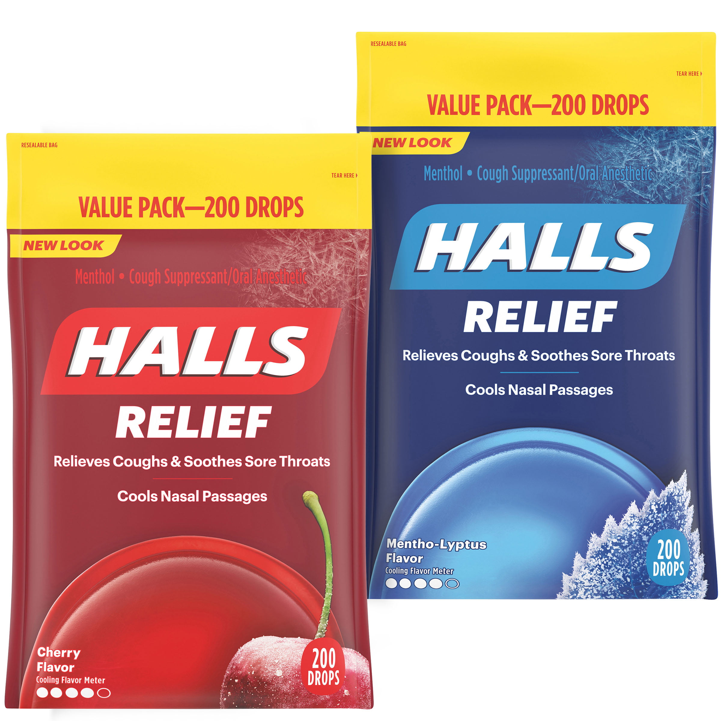 HALLS Relief Variety Pack, Cherry and Mentho-Lyptus Cough Drops, 2 Value Packs of 200 Drops (400 Drops Total)