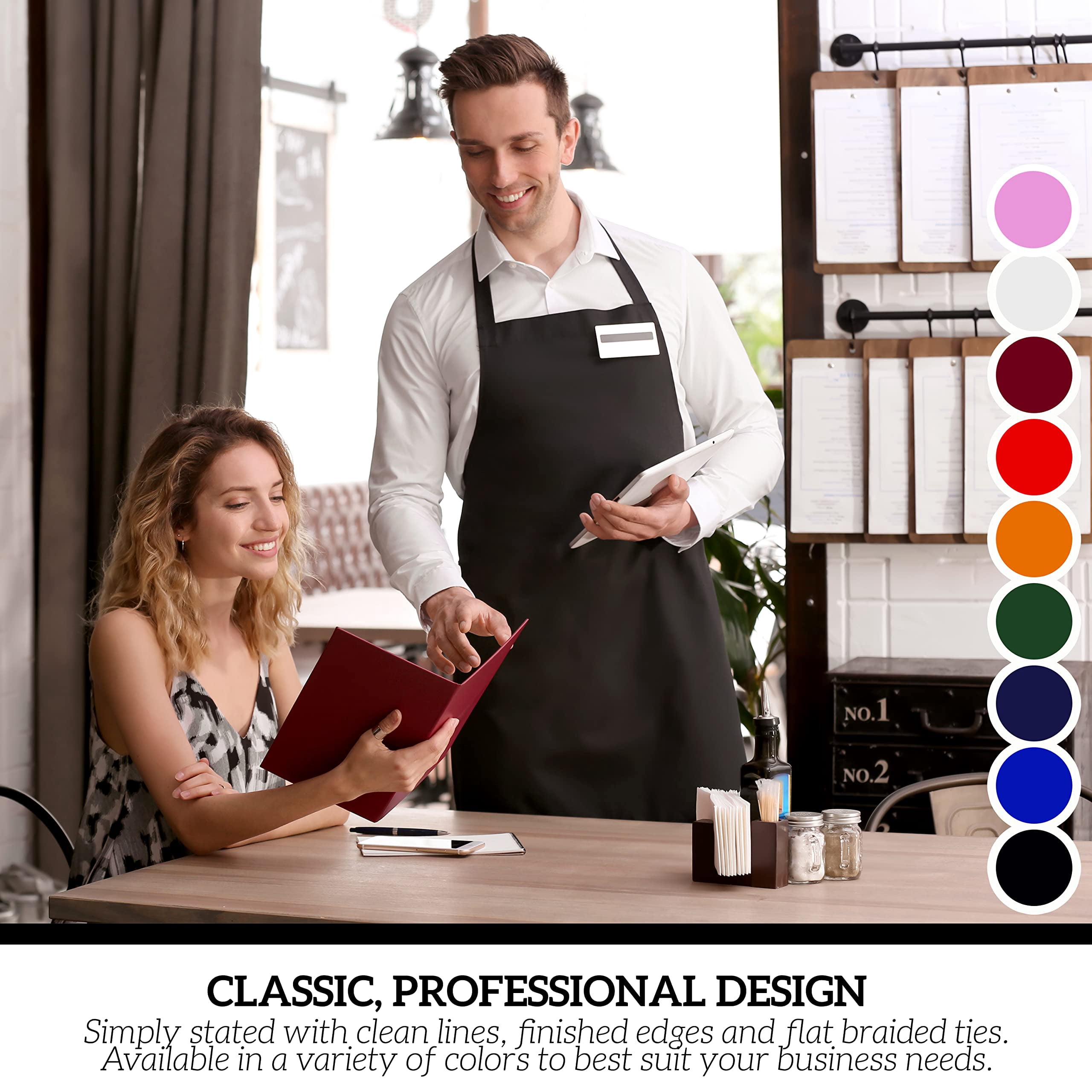 2 Pack Chef Apron With Pockets - Grilling Aprons For Men  Waterproof Cooking Bbq Work Or Restaurant Use Kitchen Women Pink