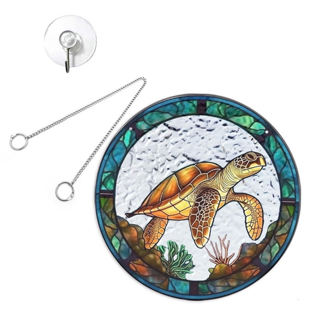 Panel colgante de vitral con forma de animal para el dormitorio del hogar tortuga