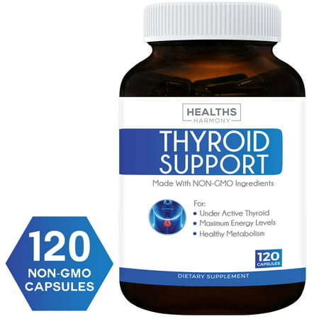 Healths Harmony Thyroid Support with Iodine - 120 Capsules (Non-GMO)- Ashwagandha Root, Zinc, Selenium, Vitamin B12 Complex - Thyroid Health Supplement - 60 Day Supply