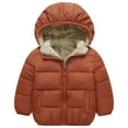 thumbnail image 2 of CAICJ98 Toddler Boys Girls Winter Coat Puffer Jacket Thicken Warm Fleece Outerwear with Hood Pocket for Kid (Brown,5-6 Years), 2 of 7