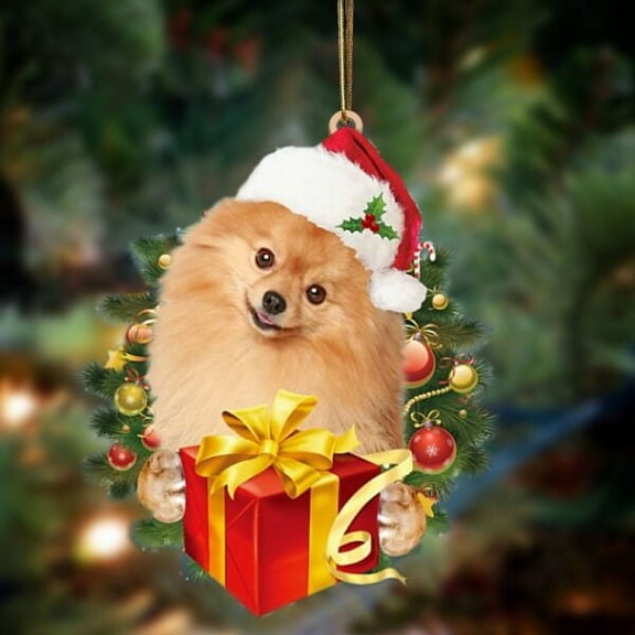 Acrylic 2D FLAT Pomeranian-Dogs give gifts Hanging Ornament, Christmas Ornament, Dog Ornament, Xmas Dog Ornaments