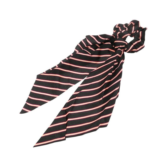 Unique Bargains 1 Pc Stripes Tie Triangle Ribbon Scrunchies Black