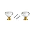 thumbnail image 1 of Tiradores para gabinete Wacnune, 2 piezas, cristal transparente de 25 mm, dorado, 1 of 8