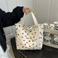 thumbnail image 4 of Under $5, Strawberry Print Bag, Corduroy Strawberry Tote Bag, Large Capacity with Zip Closure, Stylish & Practical, Strawberry Purse, White by Goohae, 4 of 8