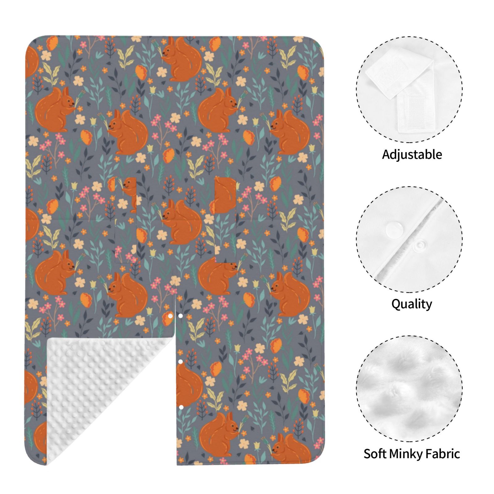 Naloa Floral Squirrel Baby Car Seat Cover, Breathable Baby Carrier Cover, Multiuse Baby Carrier Cover & Nursing Breastfeeding Cover