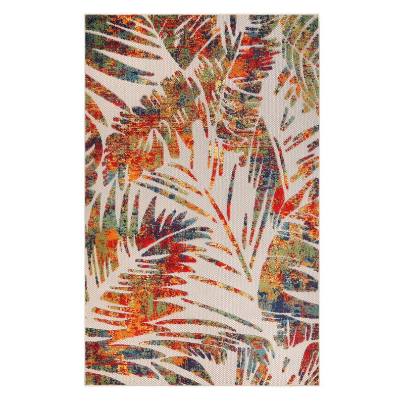 Superior Siesta Leaves Indoor/Outdoor Area Rug, Slate, 4' x 6'