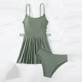 thumbnail image 2 of WREESH Womens One Piece Swim Dress Swimsuits for 2 Piece Hawaiian Tropical Print Swim Cami Bra and Ruffles Bathing Sets Beachwear Green, 2 of 5