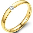 thumbnail image 4 of Jewelers Anillo de boda clásico simple de acero inoxidable apilable con circonita cúbica de 0.079 in, 4 of 5