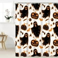thumbnail image 4 of Halloween Shower Curtain Funny Cute Ghost Evil Pumpkins Cartoon Pattern Shower Curtain Halloween Bathroom Set Waterproof Bath Decoration Accessories Home Decor, 72x72 Inch, 4 of 6
