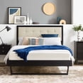 thumbnail image 2 of Platform Bed Frame, Queen Size, Fabric, Wood, Black Beige, Modern Contemporary Urban Design, Bedroom Master Guest Suite, 2 of 10